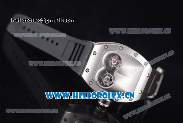 Richard Mille RM053 Miyota 9015 Automatic Steel Case with Skeleton Dial and Black Rubber Strap - Click Image to Close